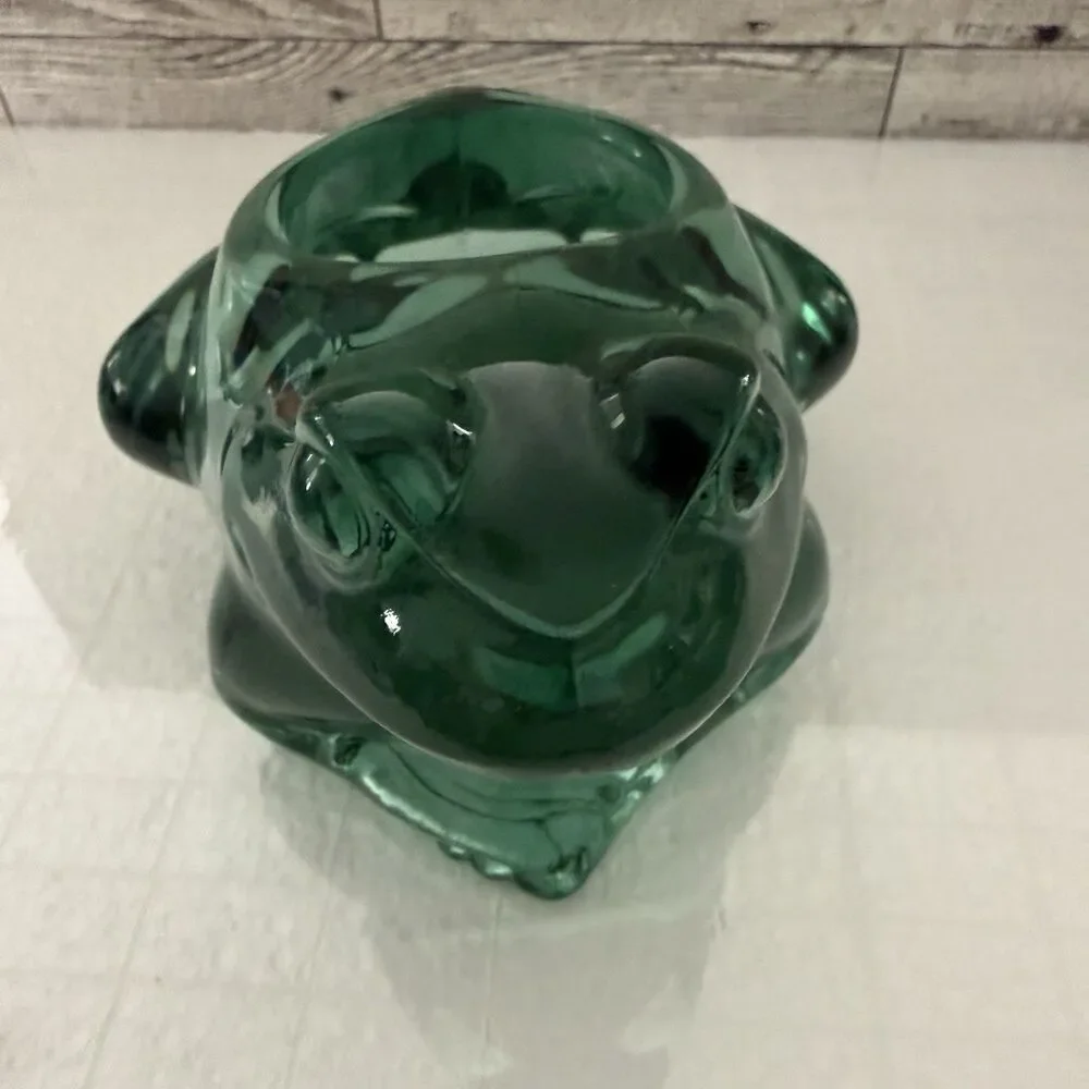 Indiana Glass Green Glass Frog Votive Candle Holder 4.5